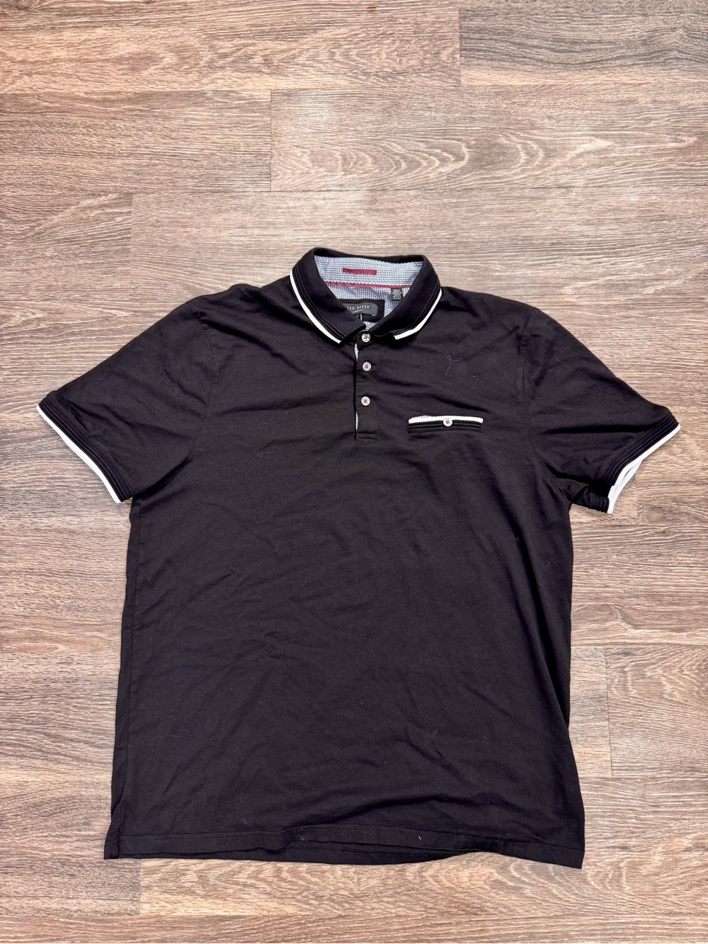 Ted Baker London Derry Black Pocket Polo Shirt Modal Cotton Tipped Collar XL
